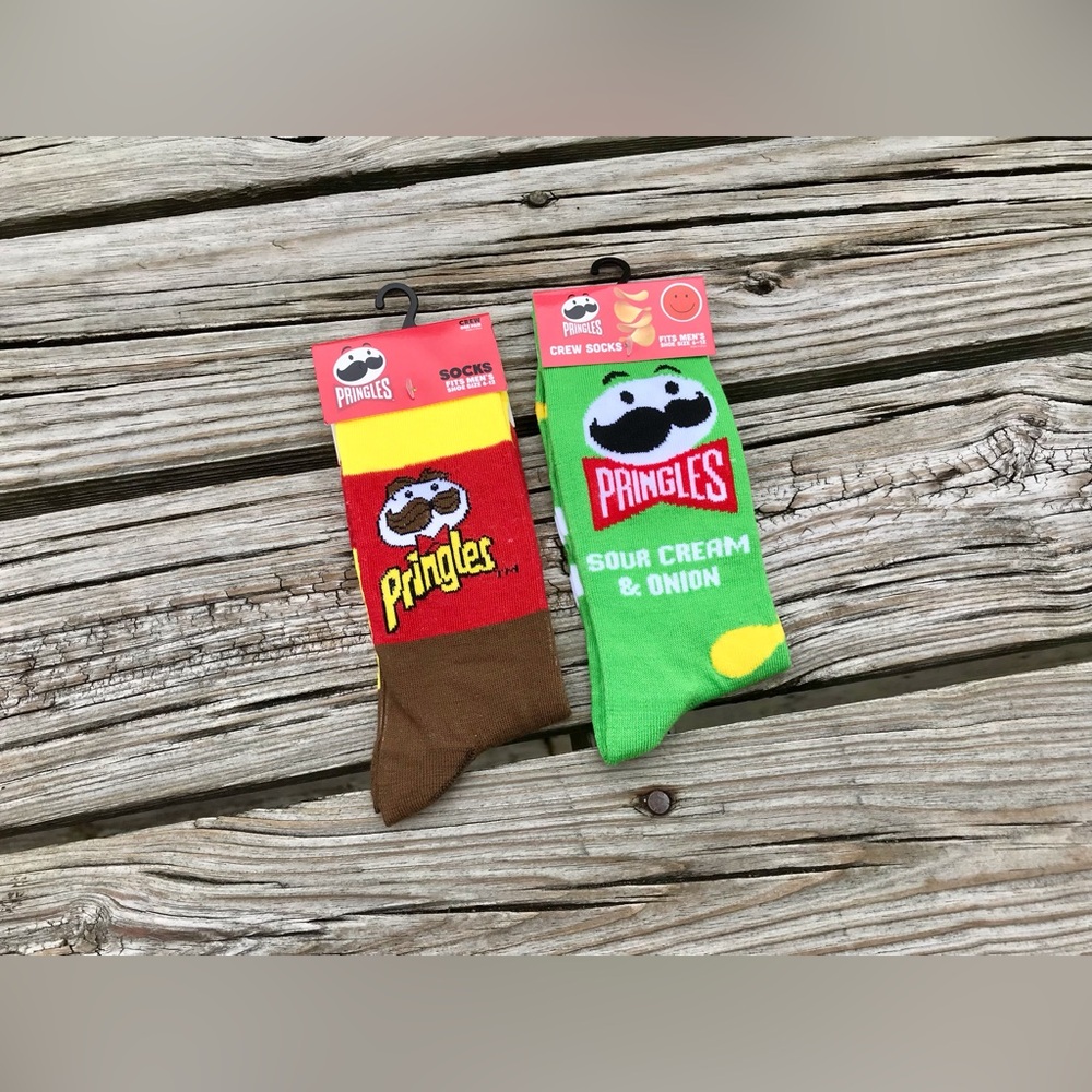 2/$10 NEW Mens Lot 2 Licensed Socks Pringles Snack Chips Food Merch Fun Novelty
